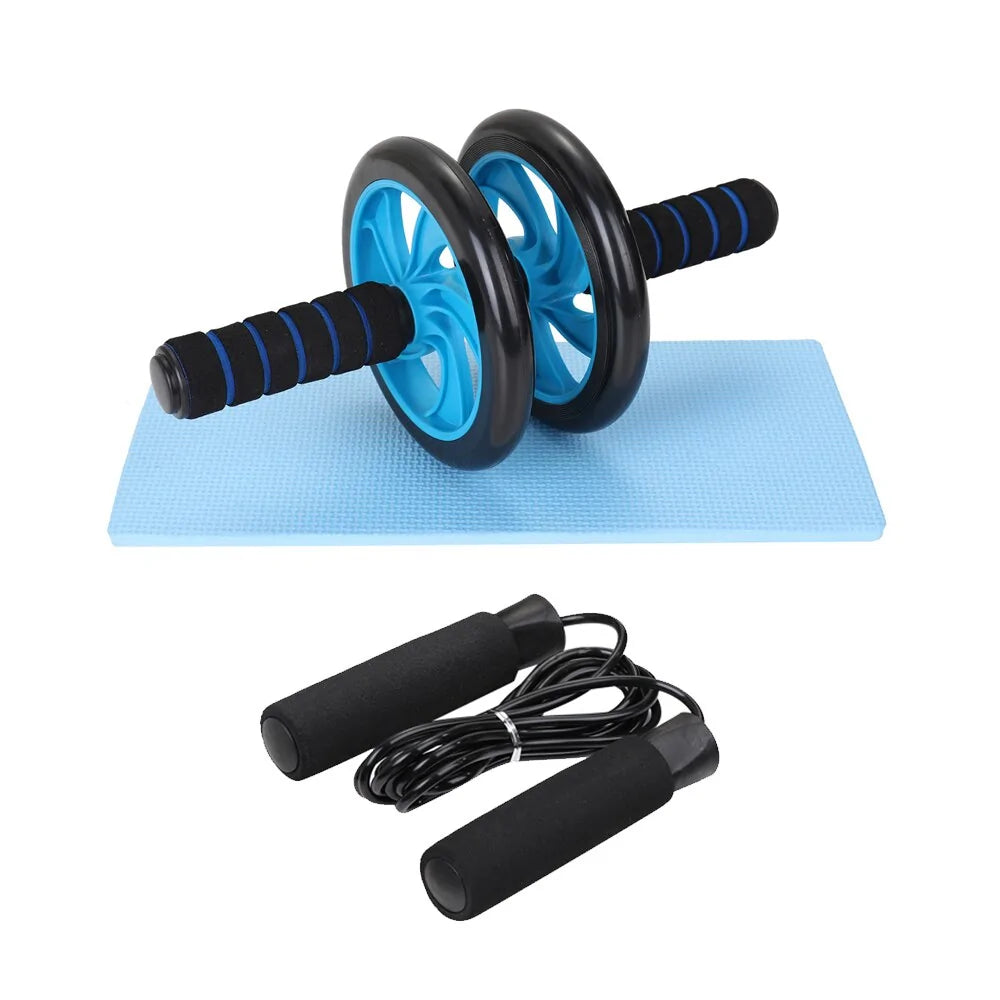 Home Fitness Set: Abdominal Wheel Roller, Push-Up Bar, and Jump Rope